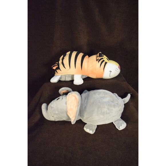 2 Flip A Zoo Plush Reversible Stuffed Animal Elephant /Tiger Safari Jungle Clean - Picture 2 of 6